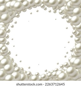 Realistic background of multiple pearls - vector eps10 illustration. Photo frame.