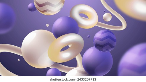 Realistic background with purple spheres vector design in eps 10
