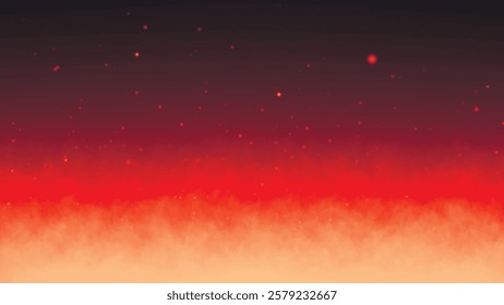 Realistic background of red smoke, fog, steam, vapor cloud with particles flying upwards. Red smoke slowly floats through space on a light background. Vector illustration.