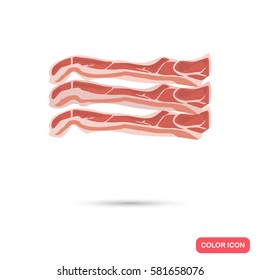 Realistic bacon slices color flat icon. For web and mobile design