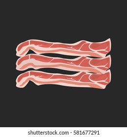 Realistic bacon slices color flat icon. For web and mobile design