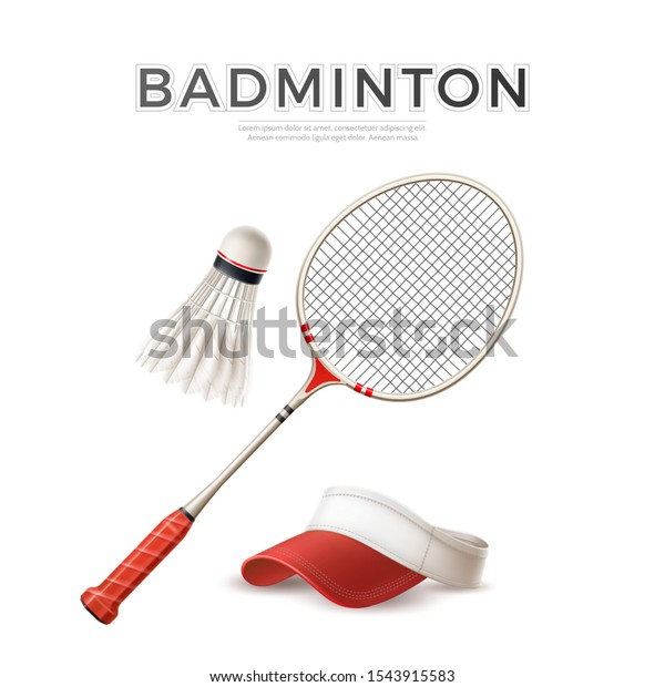 Download Realistic Badminton Racquet Shuttlecock Tennis Cap Stock ...