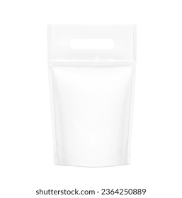 Realistic bag mockup with handle. Isolated on white background. Front view. Vector illustration. Can be use for template your design, presentation, promo, ad. EPS 10.