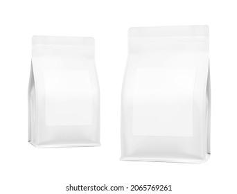Realistic bag mockups isolated on white background. Perspective view. Vector illustration. Can be use for your design, presentation, promo, ad. EPS 10.	