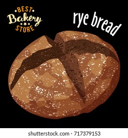 realistic Baked rye bread vector. Baked realistic bread product