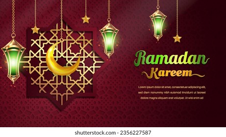 Realistic Bakground Ramadan Kareem with podium, suitable for banner, greeting card or your business with Ramadan theme