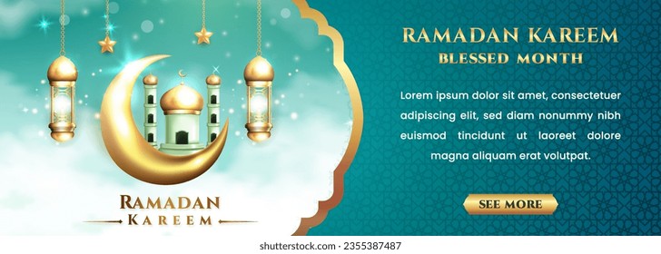 Realistic Bakground Ramadan Kareem suitable for banner, greeting card or your business with Ramadan theme