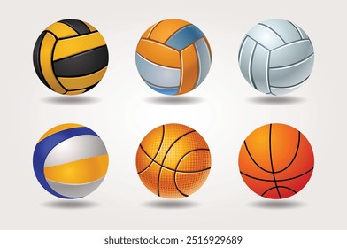 Realistic Ball Collection Set Of Vector Design