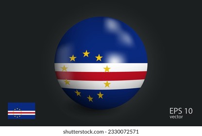 Realistic ball with flag of Cape Verde. Sphere with a reflection of the incident light with shadow.