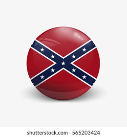 Realistic ball with flag of Confederate. Sphere with a reflection of the incident light with shadow.