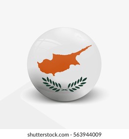 Realistic ball with flag of Cyprus. Sphere with a reflection of the incident light with shadow.