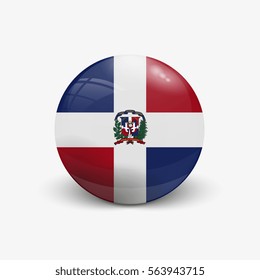 Realistic ball with flag of Dominican republic. Sphere with a reflection of the incident light with shadow.
