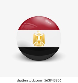 Realistic ball with flag of Egypt. Sphere with a reflection of the incident light with shadow.