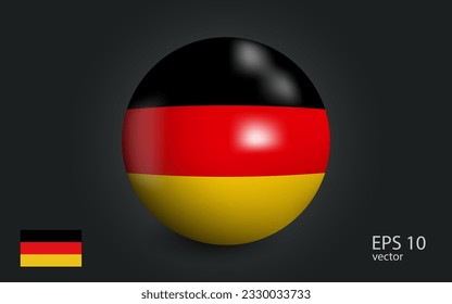 Realistic ball with flag of Germany. Sphere with a reflection of the incident light with shadow.