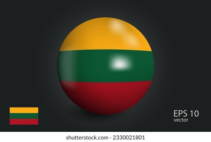 Balón realista con bandera de Lituania. Esfera con un reflejo de la luz del incidente con sombra.