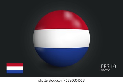 Balón realista con bandera de los Países Bajos. Esfera con un reflejo de la luz del incidente con sombra.
