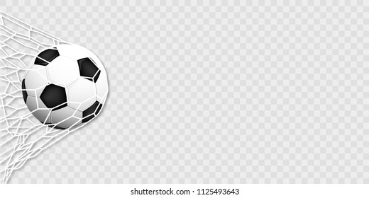 A realistic ball hits the gate on a transparent background