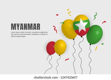 Realistic ballon for Myanmar celebration background. Happy AEC greeting Card,  South East Asia Colorful posters, flyers, banners, presentation.