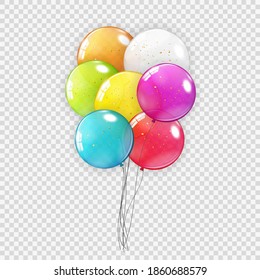 Realistic Balloon Collection Set Isolated on Transparent Background. Vector Illustration EPS10