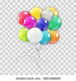 Realistische Ballon-Kollektion einzeln auf transparentem Hintergrund. Vektorgrafik EPS10