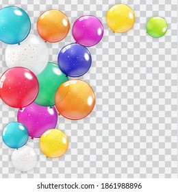 Realistic Balloon Collection Set Isolated on Transparent Background. Vector Illustration EPS10