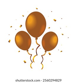 realistic balloon helium and confetti isolated