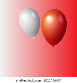 realistic balloon illustration in red and white, balloon celebration