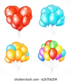 Realistic Balloon Set Isolated on Background Decoration for Fun Celebration Party or Holiday Romantic Love Symbol. Vector illustration