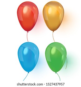 Realistic Balloon set. Vector illustration of shiny colorful glossy balloons. Realistic air 3d balloons isolated on white background. 