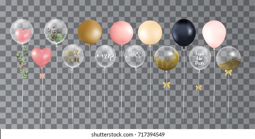 Realistic balloon, transparent on background, for party, event, birth day, card, advertising,
flyer, brochure, printing, vector illustration
