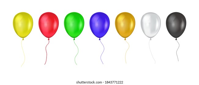 Realistische Ballonvektorgrafik einzeln auf weißem Hintergrund. Ballons zum Geburtstag, festliche Anlässe, Feste, Hochzeiten.