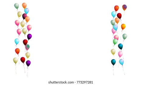 Realistic Balloons Confetti. Cool Isolated Vector Illustration. Flying Up or Falling from the Sky 2d Helium Realistic Balloons. Jolly Colorful Party Celebration, New Year, Birthday Festive Background.