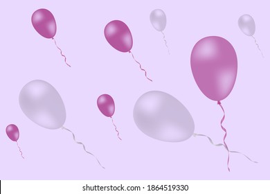 Globos realistas con confeti. Ilustración vectorial.