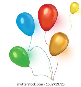 Realistic balloons. An illustration of a set of colourful birthday or party balloons