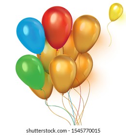 Realistic balloons. An illustration of a set of colourful birthday or party balloons
