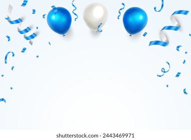 Realistic balloons and ribbons banner design. birthday balloon realistic, festive celebrate poster