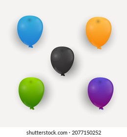 realistic balloons with variations of 5 different colors.