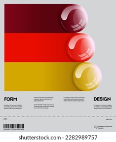 Realistic balls journal cover concept bundle. Bold form graphic design, useful for album print, website header, web banner