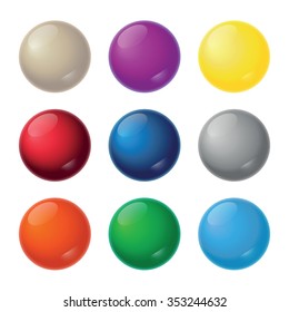 Realistic Balls - Nine Color Shades - Illustration