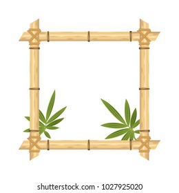 Realistic Bamboo Frame  isolated on white.  Vector illustrations.