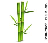 Realistic bamboo sticks with leaves and shadow
