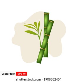 Realistic bamboo sticks with leaves and shadow