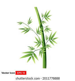 Realistic bamboo sticks with leaves and shadow