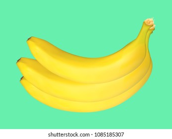 Realistic Banana. Vector Banana Bunch in Pastel Color Design. Delicious Tropical Fruits. Realistic Yellow Bananas for Wallpaper, Packaging, Paper, Tablecloth, Advertising, Marketing, Illustration.