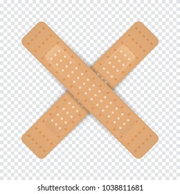 Realistic band plaster strip. On transparent background. Vector illustration.