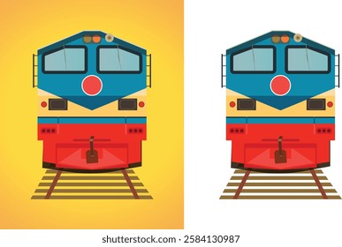 Realistic Bangladeshi Train illustration in tow background like white and yellow