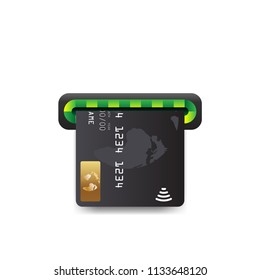 Realistic bank atm machine slot icon. Payment terminal, shopping symbol. Insert credit card sign. Designed for software and web interface toolbars and menu. Vector illustration.