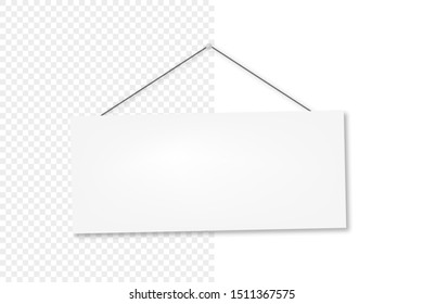 realistic banner on door with transparent background with shadow, vector