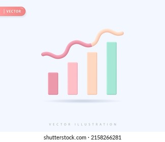 Realistic bar 3d icon design illustrations. Chart, analysis, report, statistics, diagram, data, analytics vector design concept