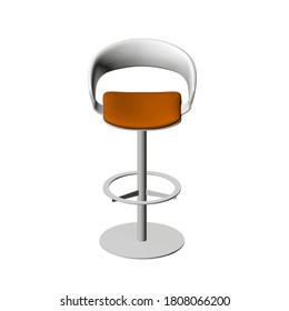 El taburete de bar es realista, aislado de fondo blanco. Vista frontal. 3 D. Ilustración del vector